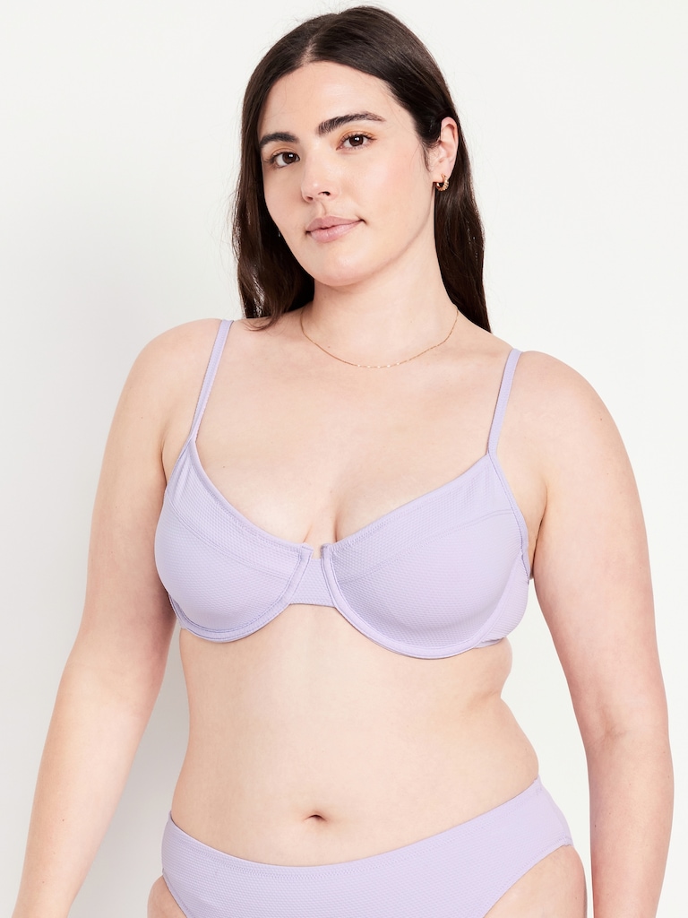 Textured Underwire Balconette Swim Top