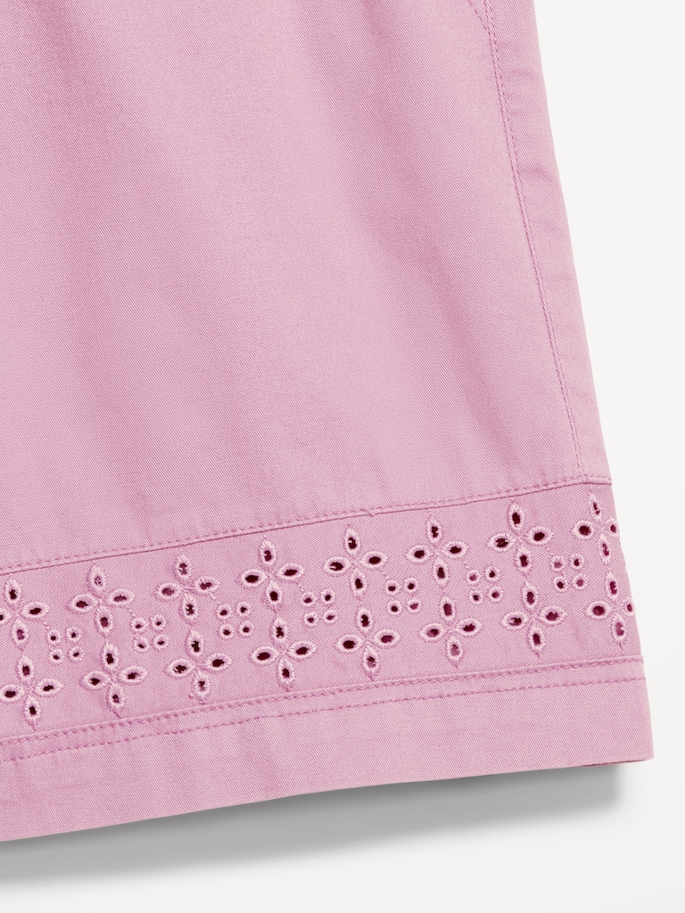Eyelet-Hem Twill Shorts -- 7-inch inseam