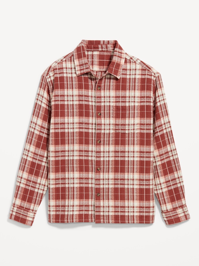 Loose Fit Plaid Pocket Shirt