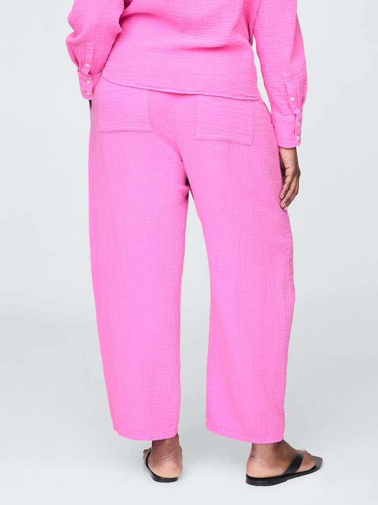 Cotton Gauze Easy Barrel Pants