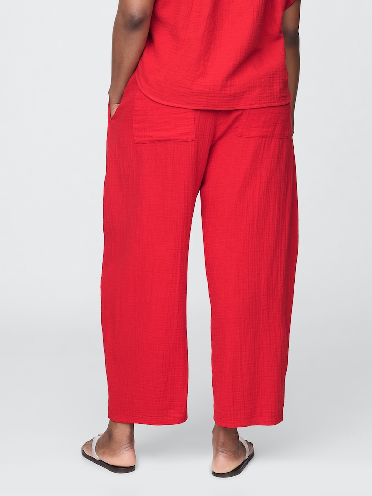 Cotton Gauze Easy Barrel Pants