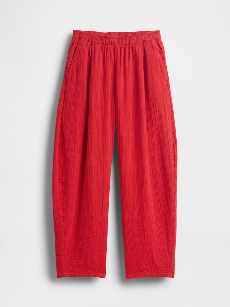 Cotton Gauze Easy Barrel Pants