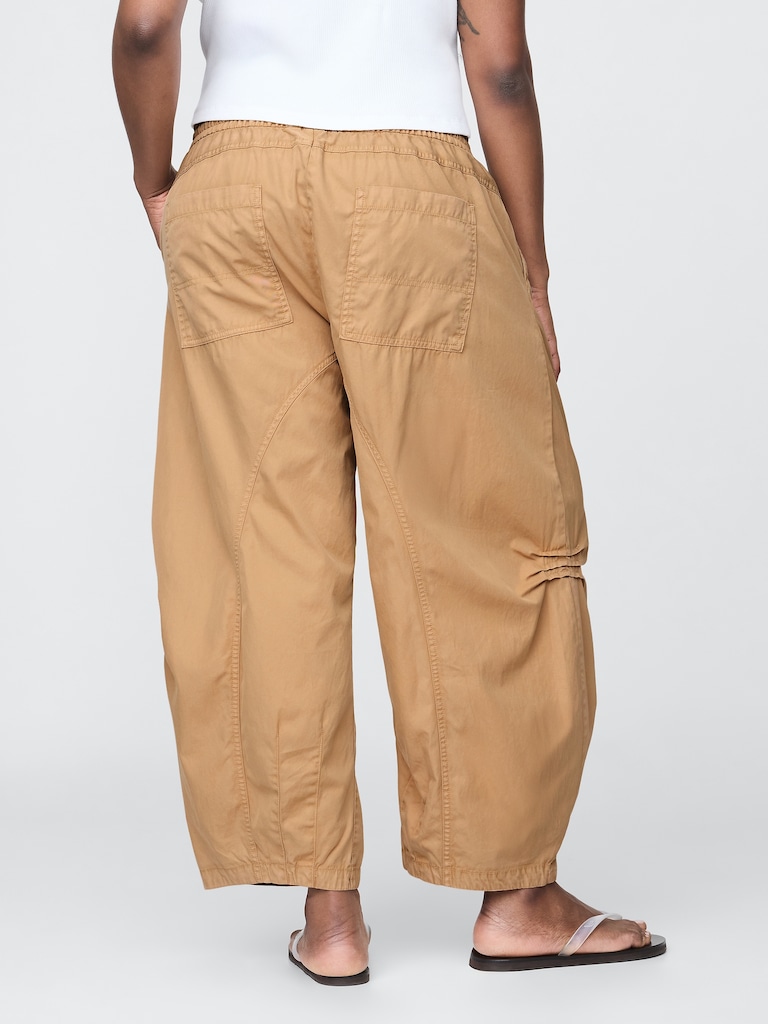 Mid Rise Twill Barrel Pants