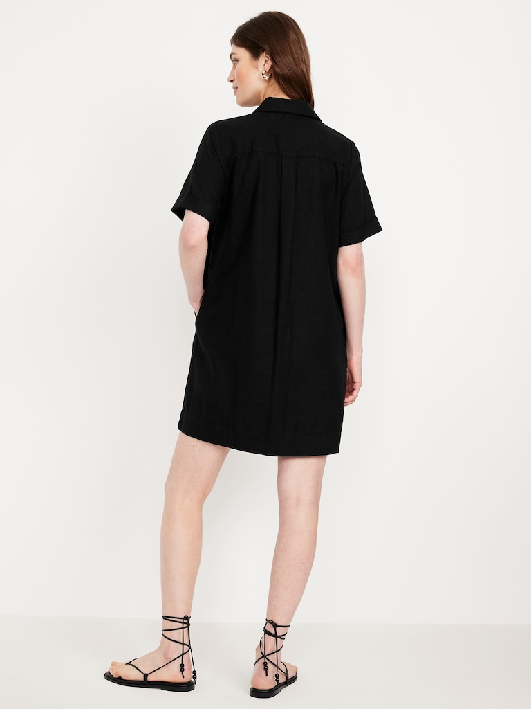 Linen-Blend Shirt Dress