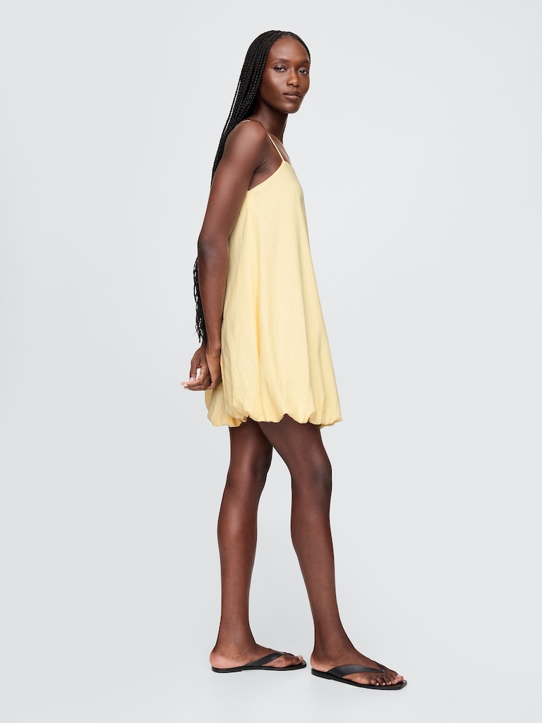 Linen-Blend Bubble Mini Dress