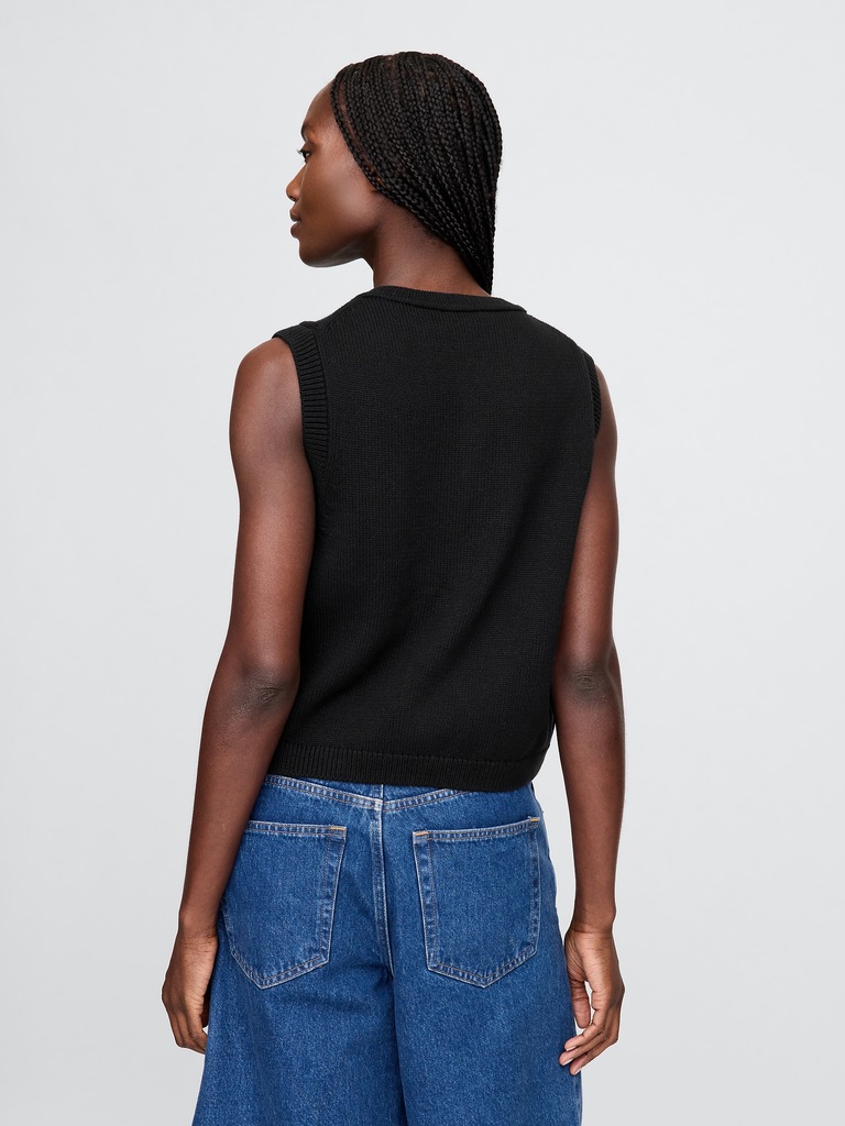 Cropped Cardigan Sweater Vest