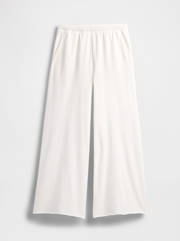 French Terry Wide-Leg Rolled-Hem Sweatpants