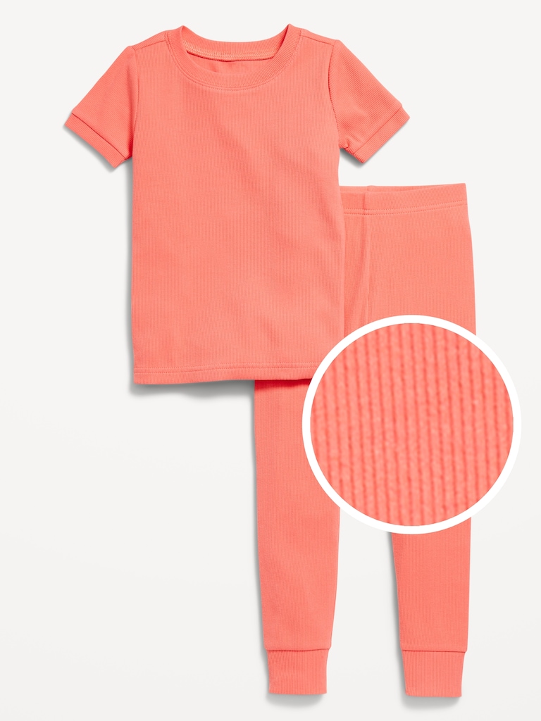 Snug-Fit Ribbed Pajama Set for Toddler & Baby