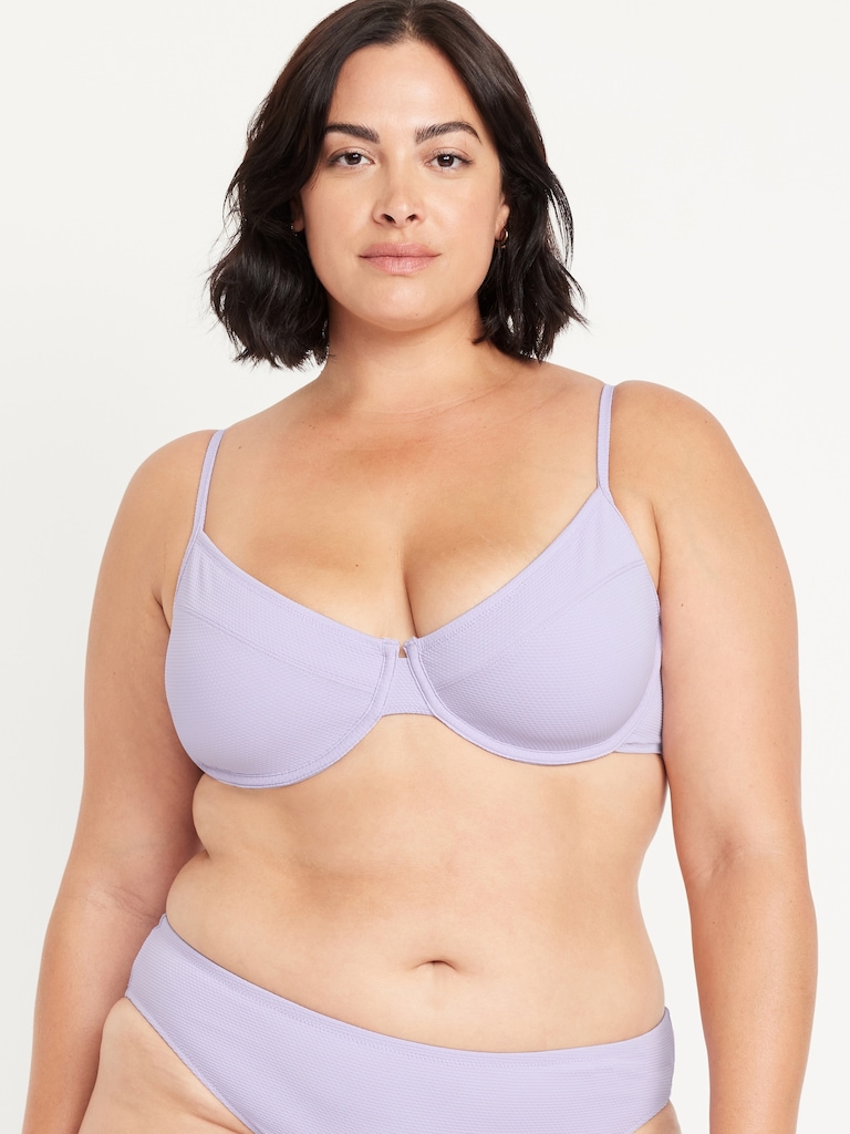 Textured Underwire Balconette Swim Top