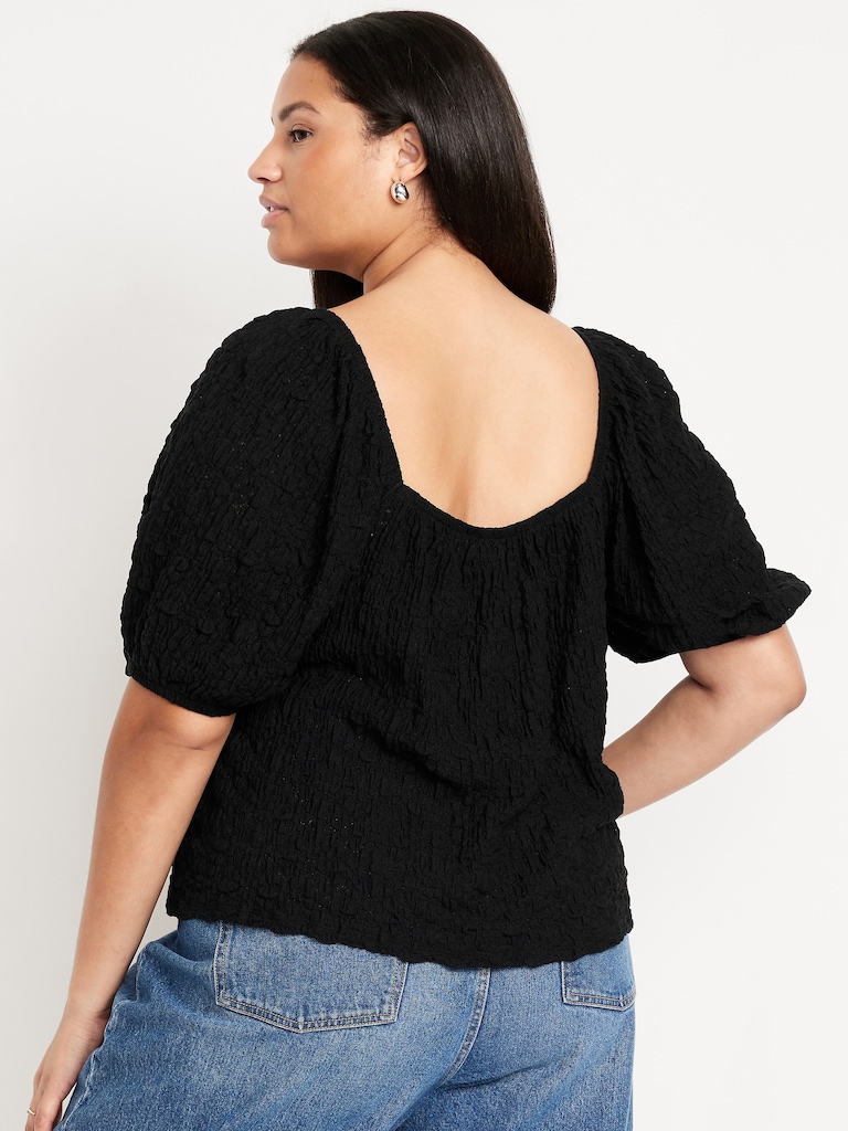 Puff-Sleeve Lace Top