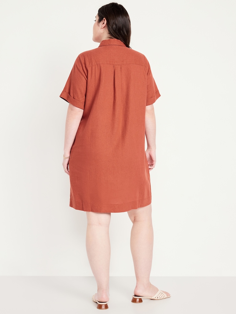 Linen-Blend Shirt Dress