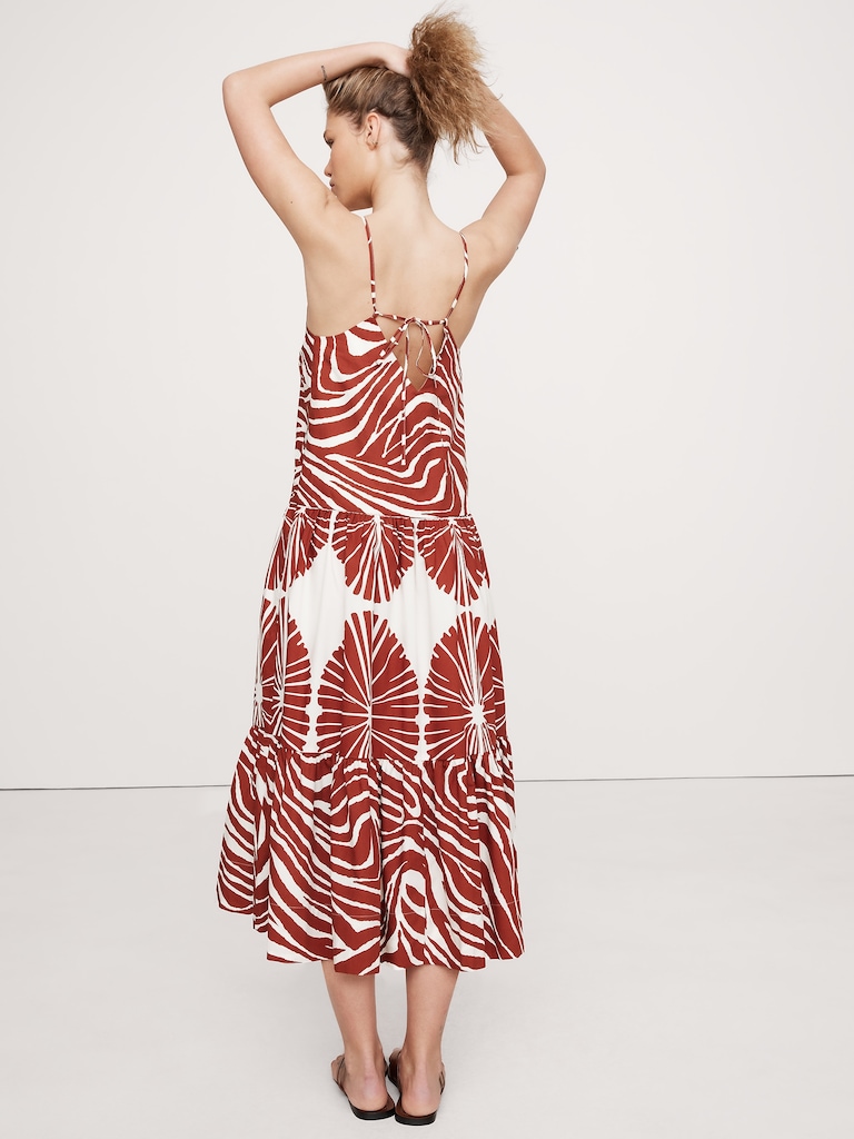 Cotton Poplin Tiered Midi Dress