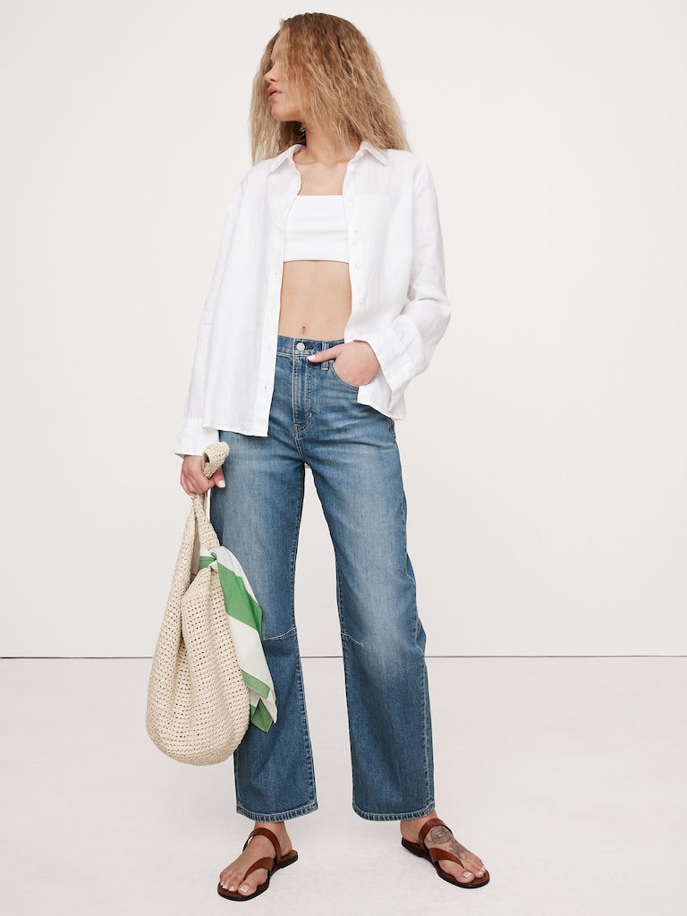 High-Rise Relaxed Barrel Ankle Jean