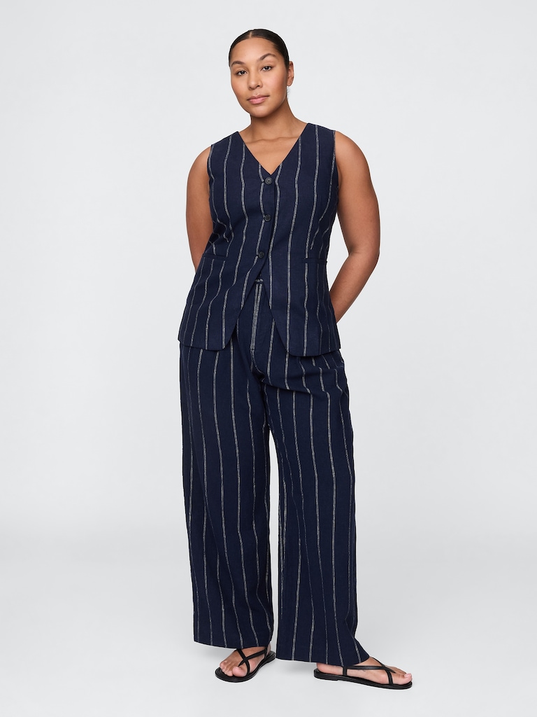365 High Rise Linen-Blend Trousers