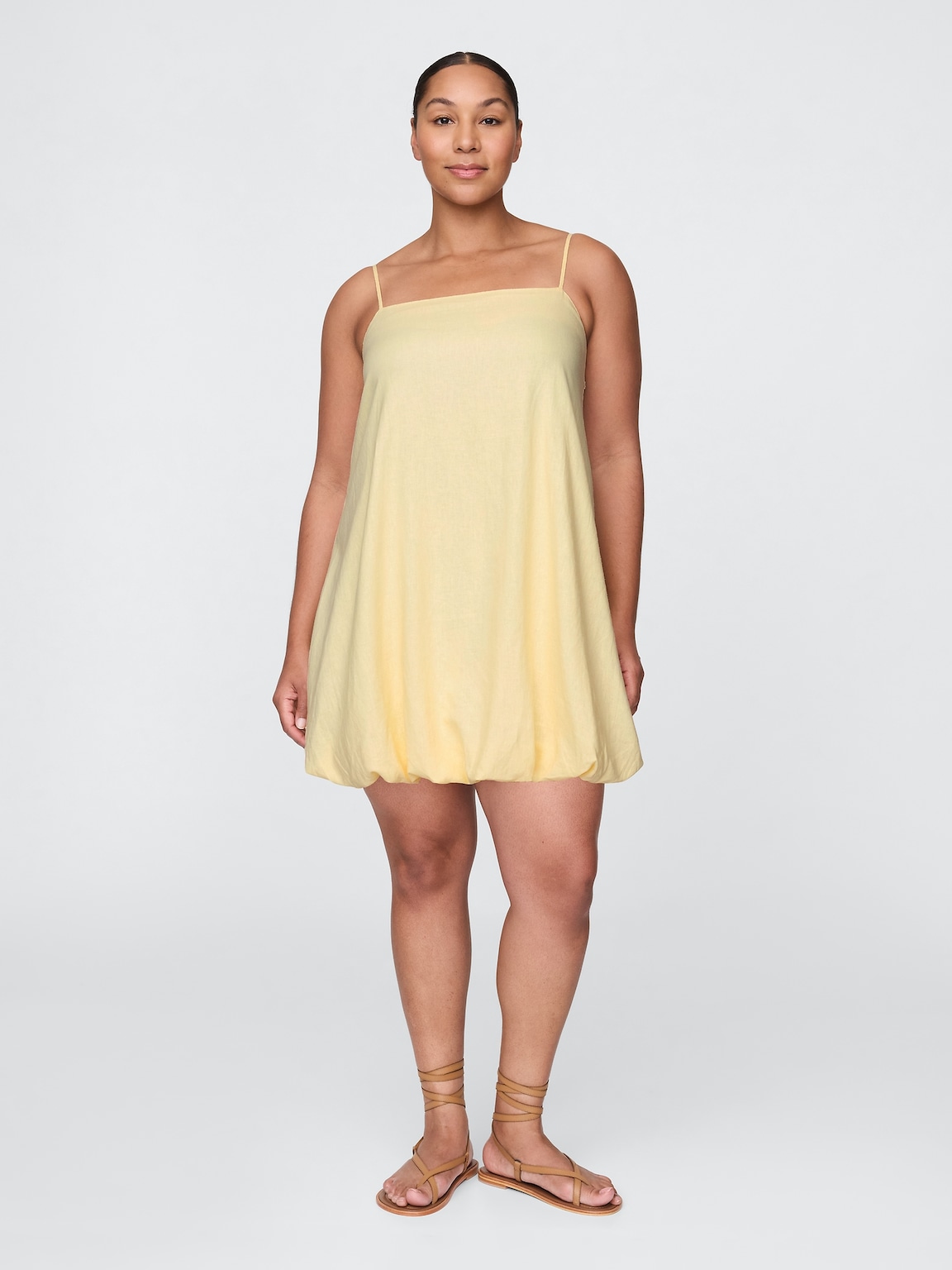 Linen-Blend Bubble Mini Dress