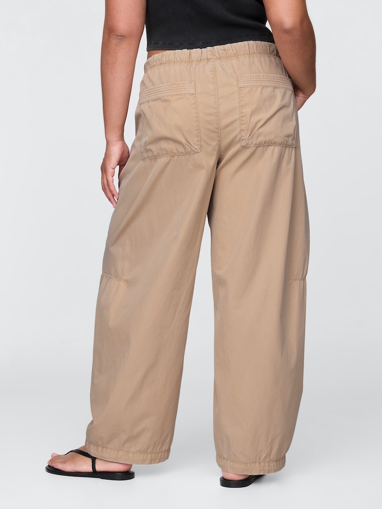 Mid Rise Barrel Parachute Pants