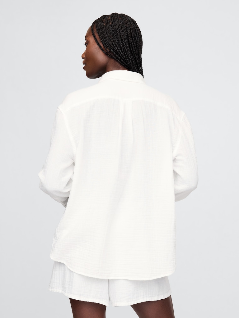 Cotton Gauze Button-Down Shirt