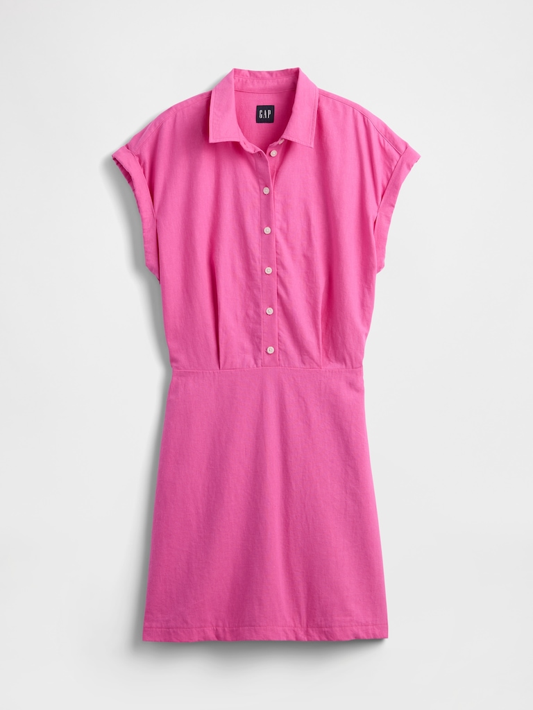 Linen-Blend Shirtdress