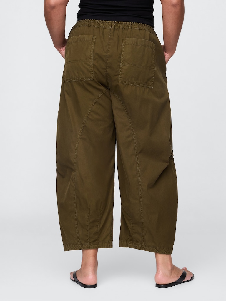 Mid Rise Twill Barrel Pants