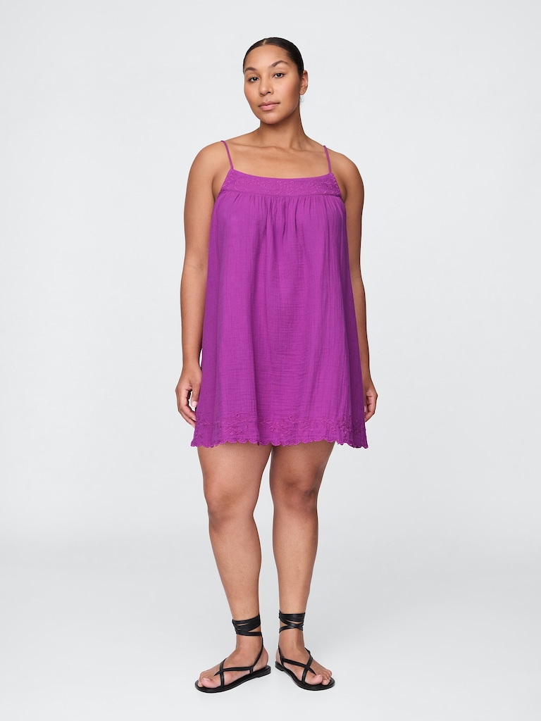 Cotton Gauze Embroidered Swing Dress