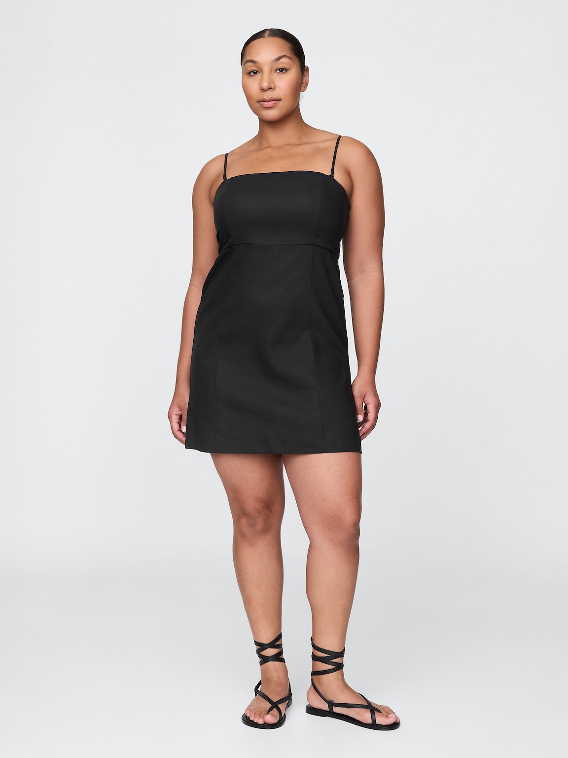 Linen-Blend Mini Dress