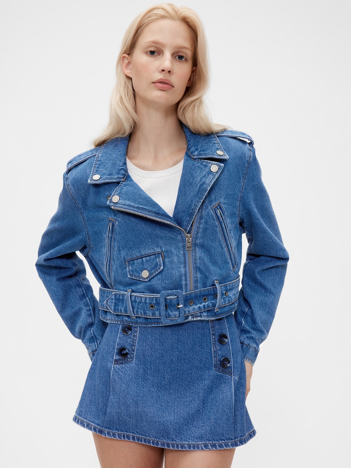 GapStudio Denim Crop Moto Jacket