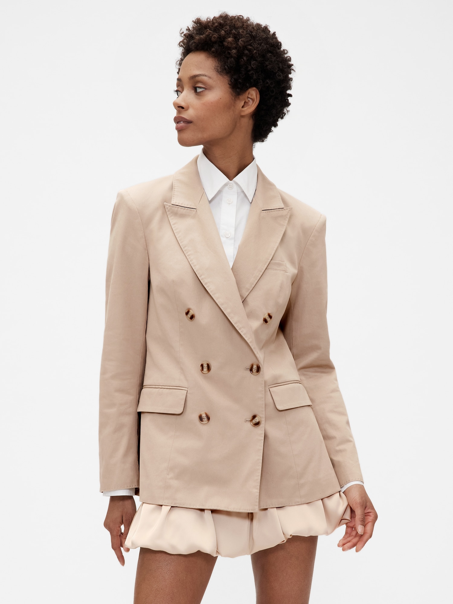 GapStudio Twill Double-Breasted Tailored Blazer | Gap