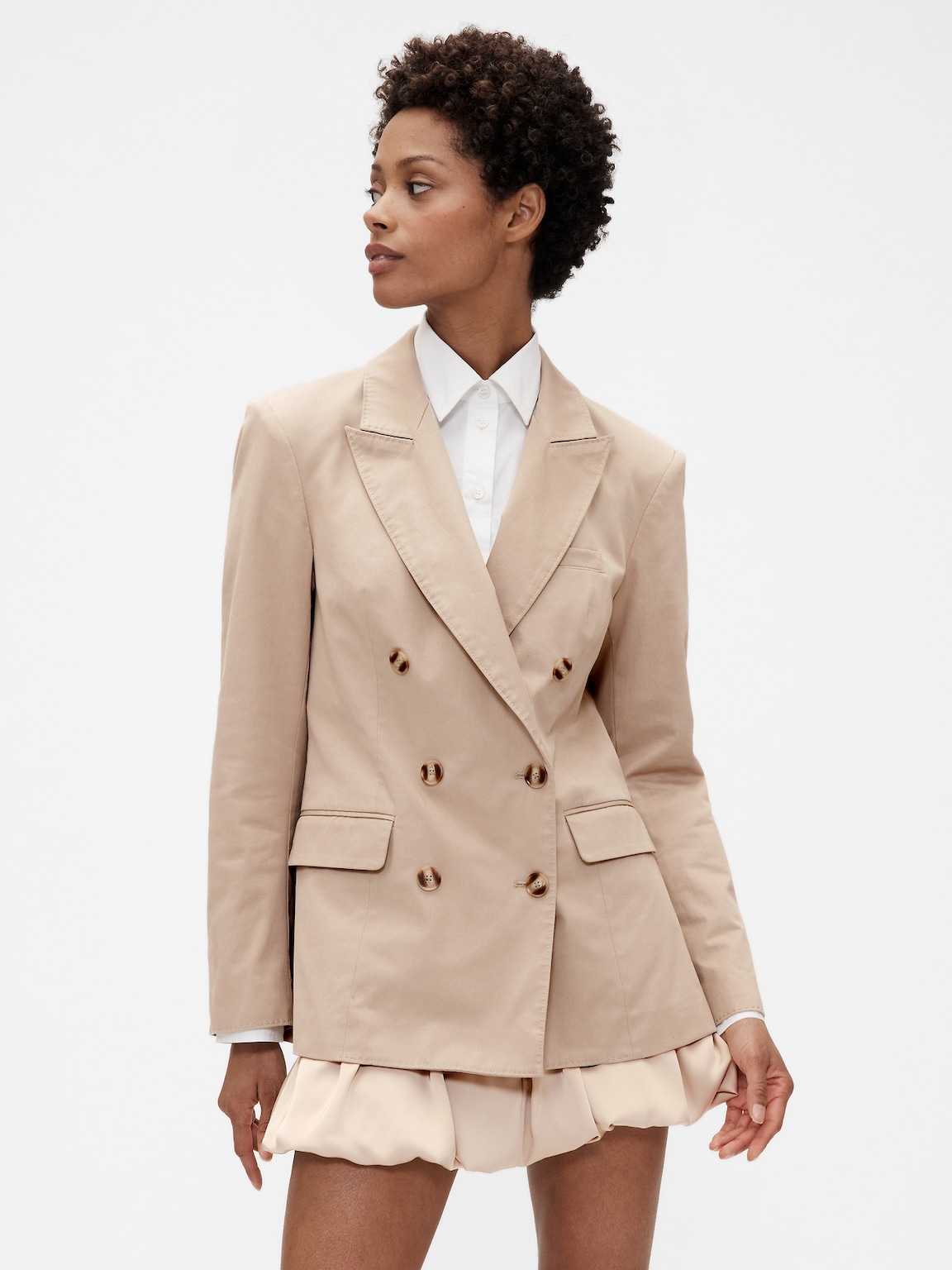 GapStudio Twill Double-Breasted Tailored Blazer