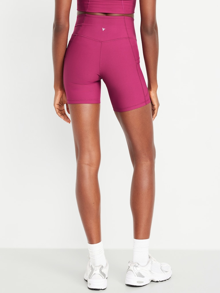 High-Waisted PowerSoft Pocket Biker Shorts -- 6-inch inseam