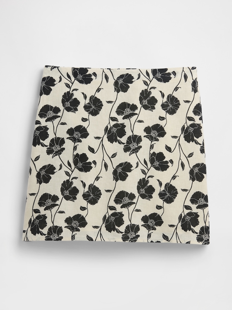 Linen-Blend Pull-On Mini Skirt