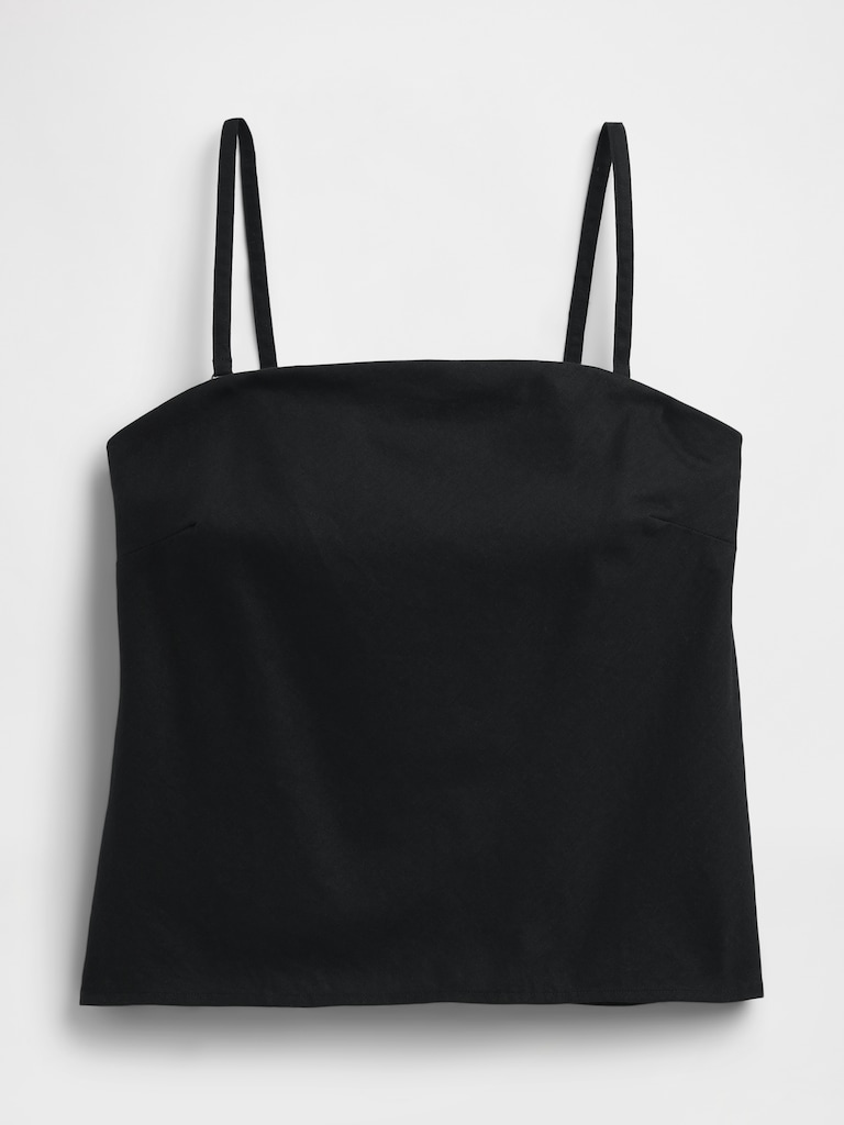 Linen-Blend Squareneck Top