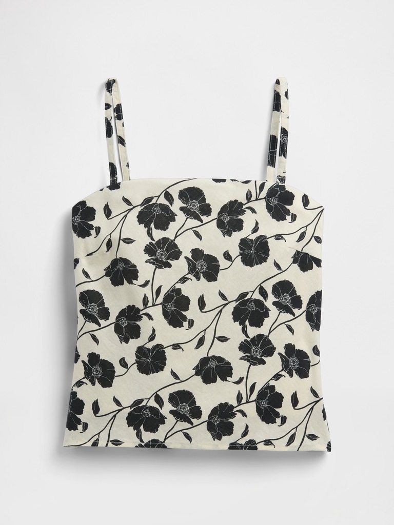 Linen-Blend Squareneck Top