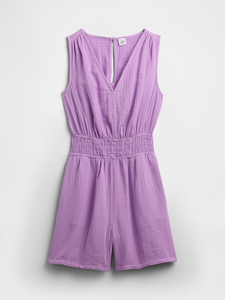Smocked V-Neck Romper