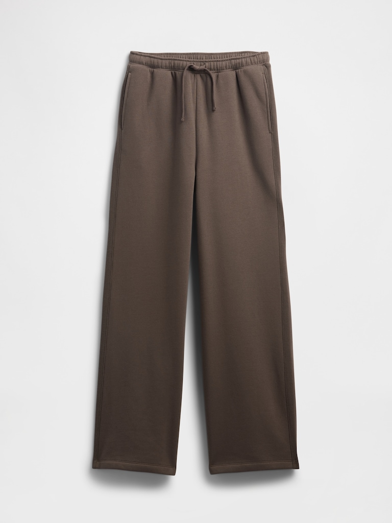 Fleece Rib-Seam Wide-Leg Pants