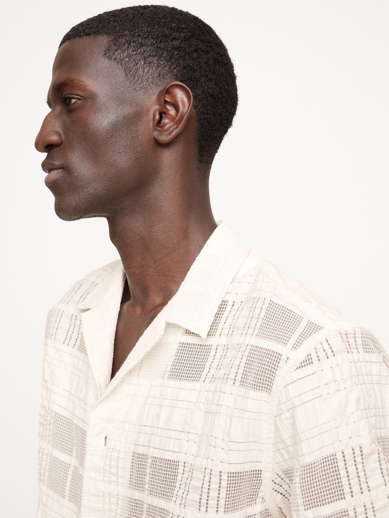 Standard-Fit Plaid Lace Resort Shirt