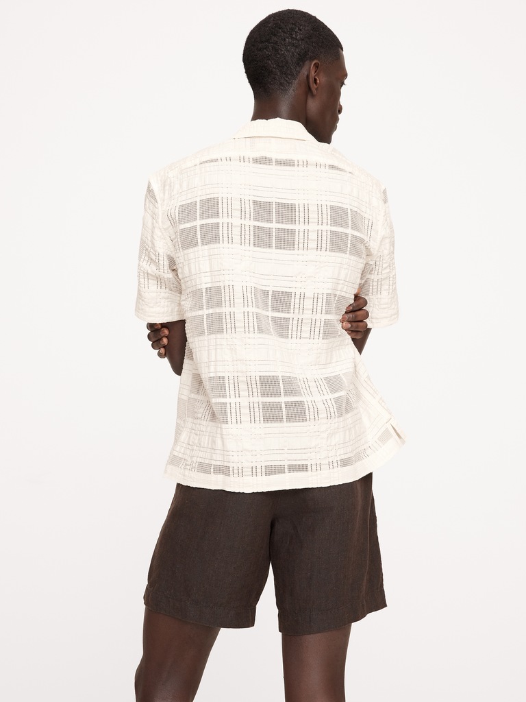 Standard-Fit Plaid Lace Resort Shirt