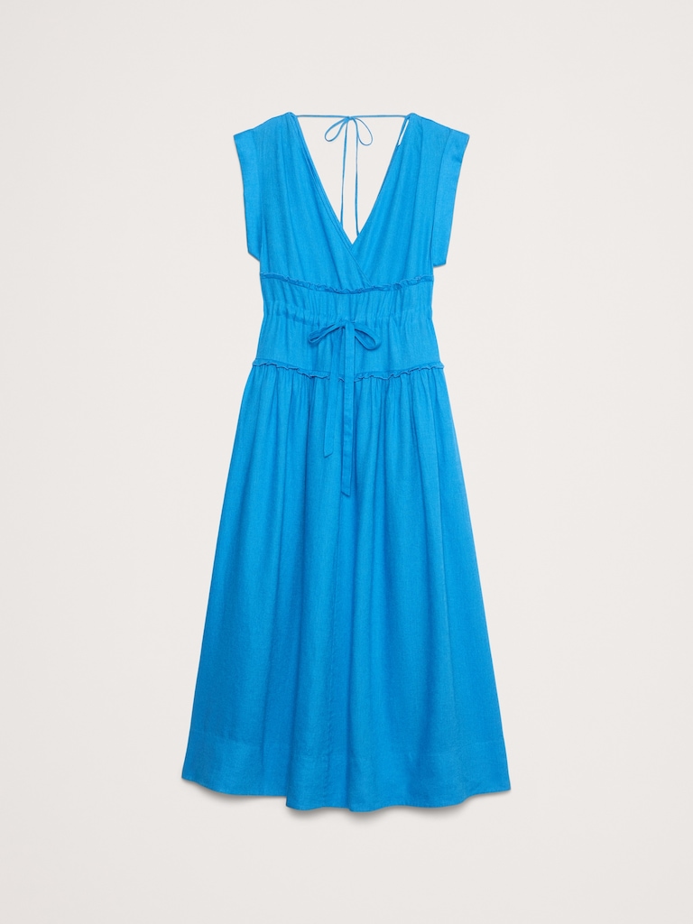 Linen Cinch-Waist Maxi Dress