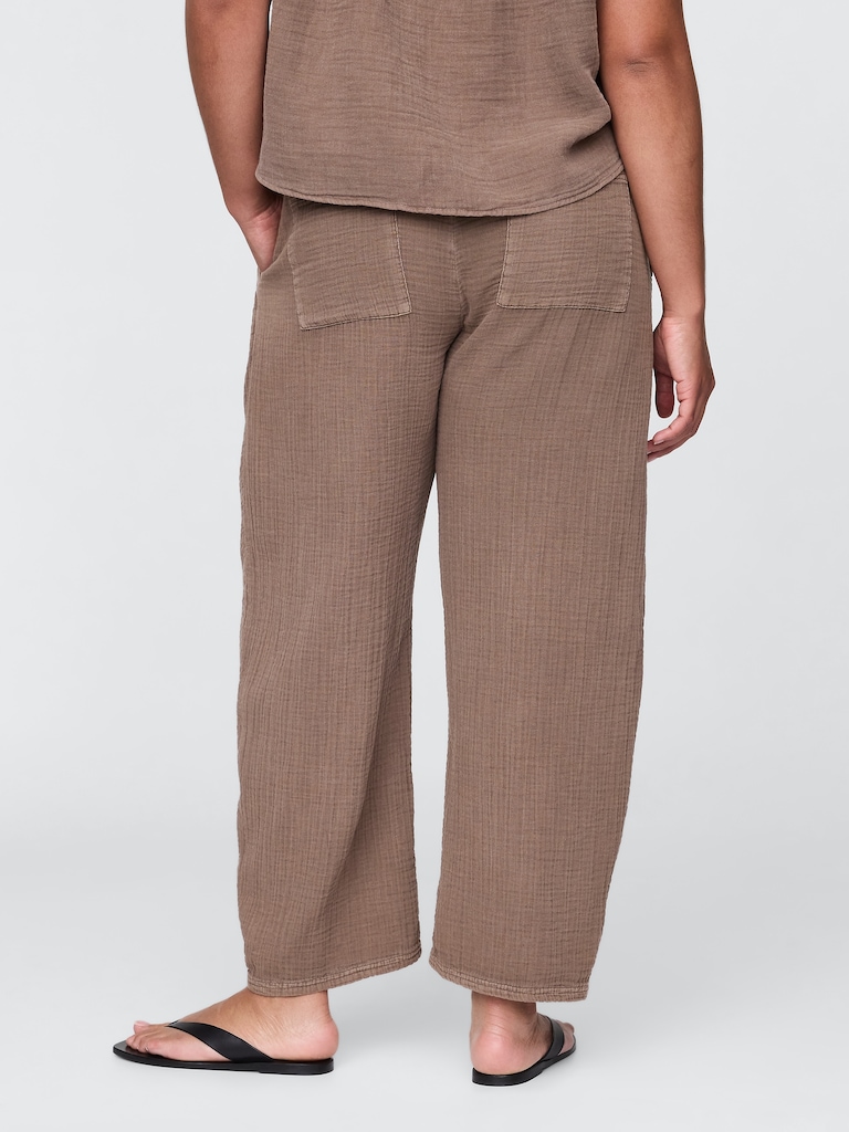 Cotton Gauze Easy Barrel Pants
