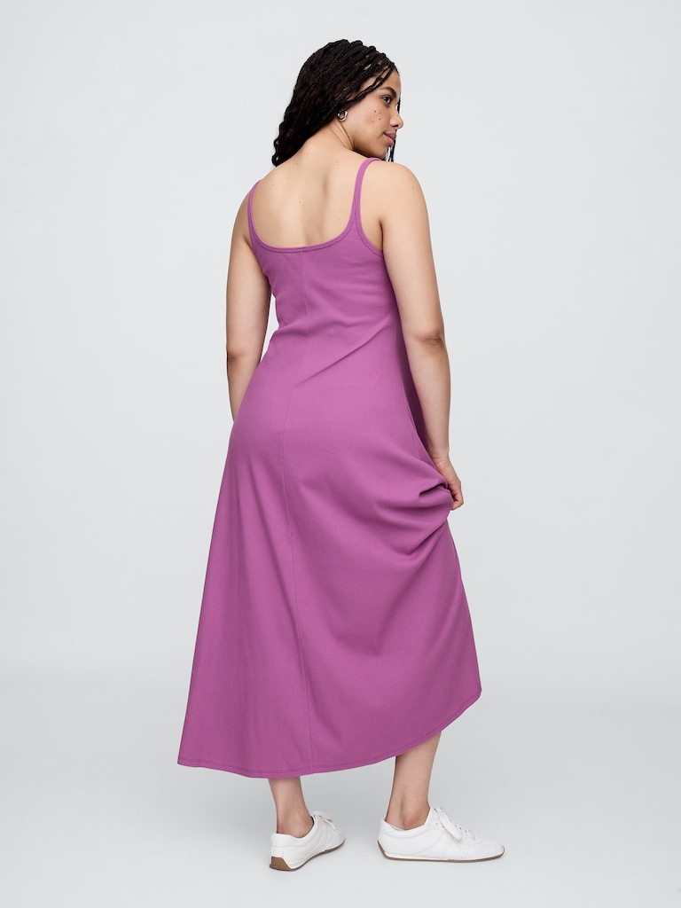 Ribbed Squareneck Midi Dress