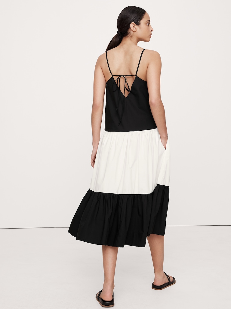 Cotton Poplin Tiered Midi Dress