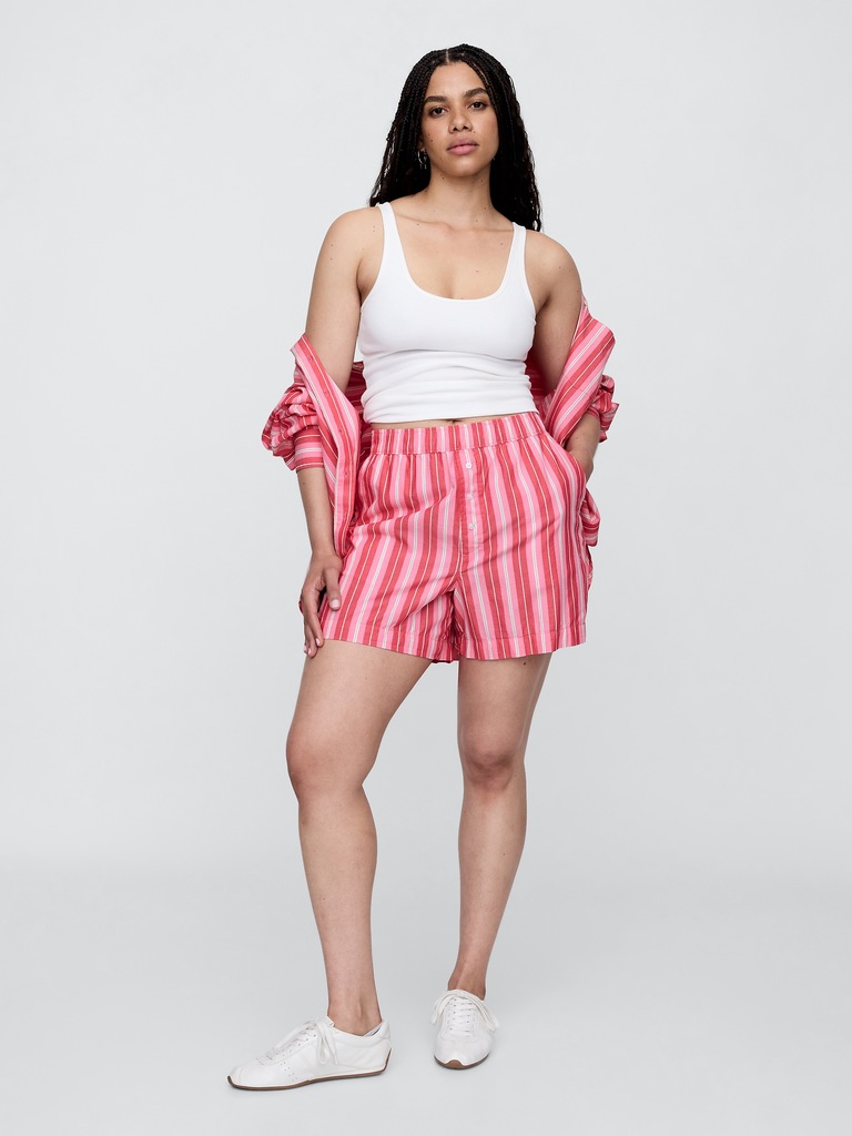 Relaxed Pull-On Poplin Shorts
