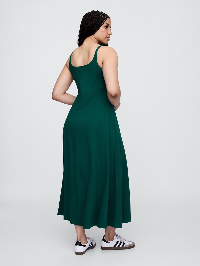 Ribbed Squareneck Midi Dress