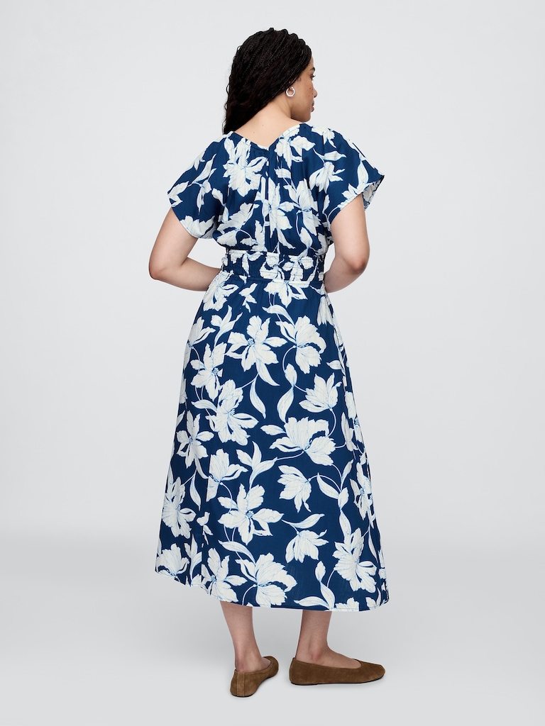 Smocked V-Neck Maxi Dress