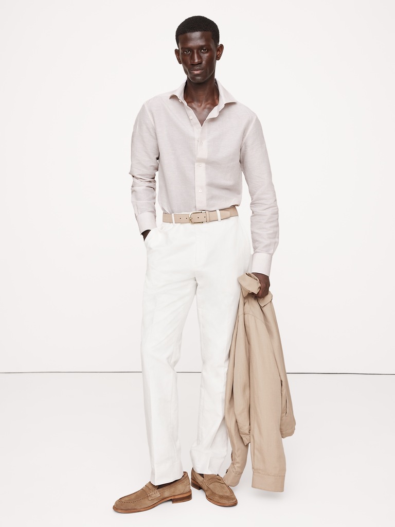 Slim-Fit Linen-Cotton Dress Shirt