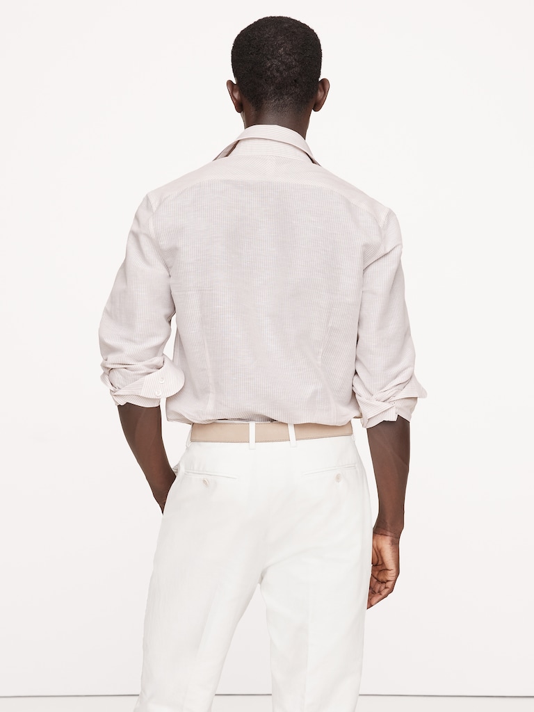 Slim-Fit Linen-Cotton Dress Shirt