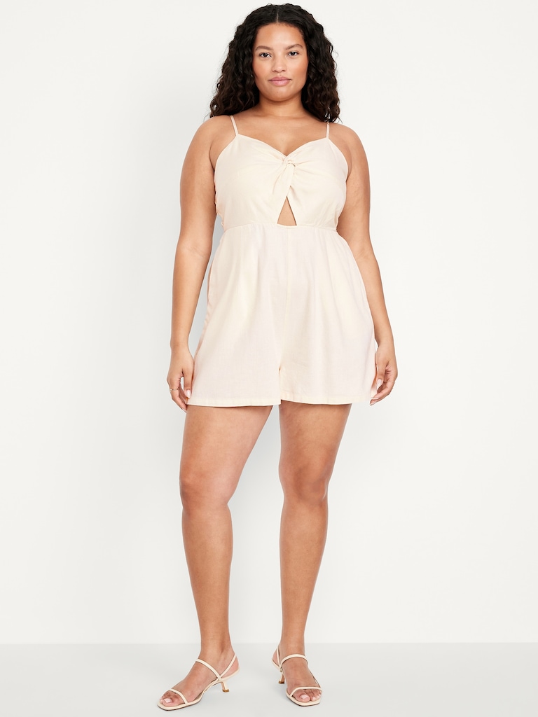 Fit & Flare Twist-Front Cami Romper