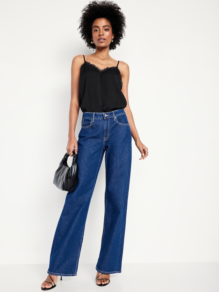 Lace-Trim Satin Cami Top