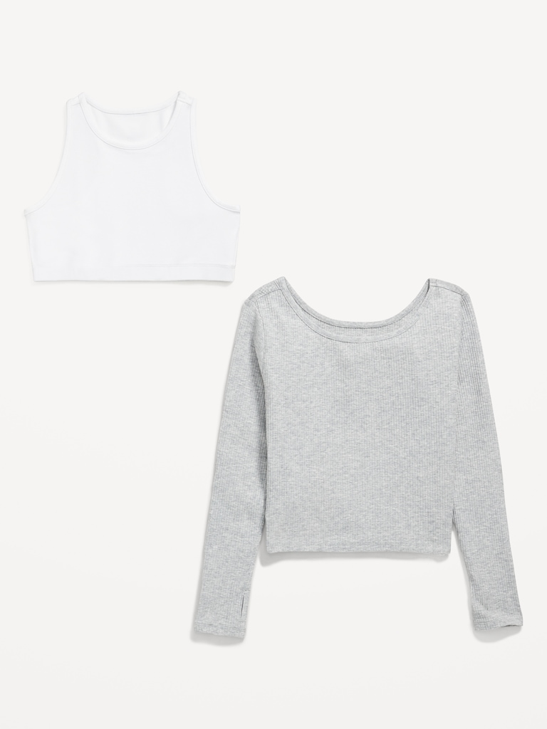 2-In-1 Ribbed Performance Top for Girls