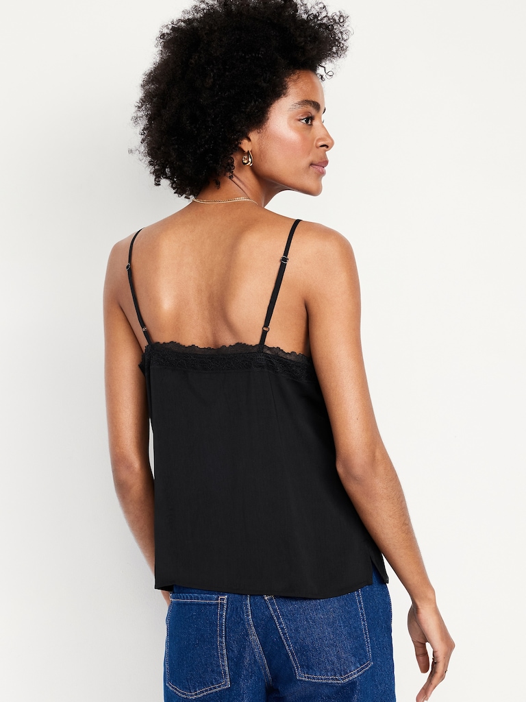 Lace-Trim Satin Cami Top