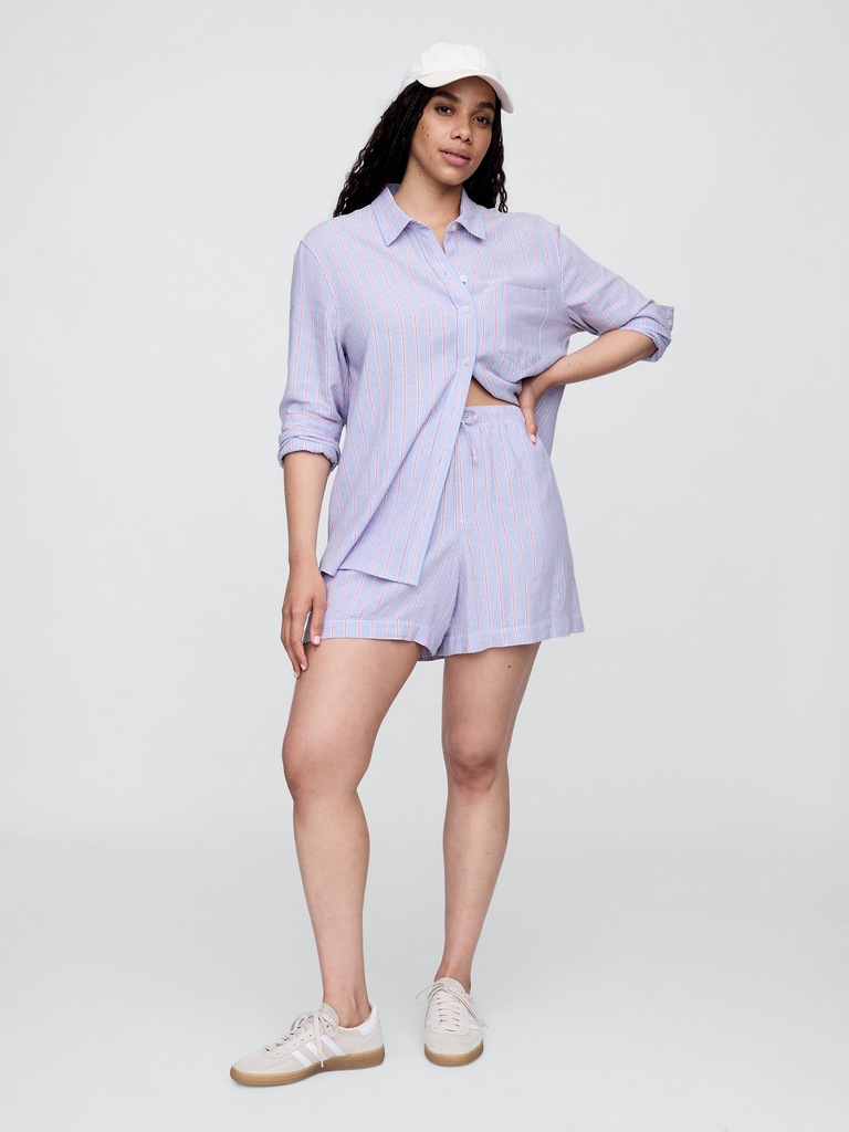 4" Mid Rise Pull-On Linen-Blend Shorts